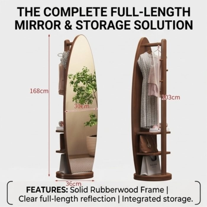 M106 Swivel Standing Mirror With Storage - Image 4