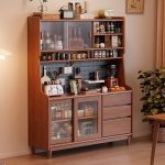 KC 908 Full Solid 120cm High Kitchen Cabinet-Walnut - Image 2