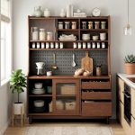 KC 908 Full Solid 120cm High Kitchen Cabinet-Walnut
