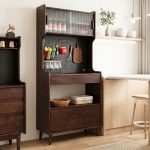 KC 905 Full Solid 80cm High Kitchen Cabinet-Walnut - Image 2