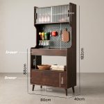 KC 905 Full Solid 80cm High Kitchen Cabinet-Walnut - Image 5