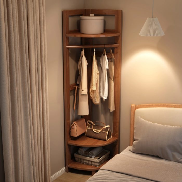 R403 Oval Shaped Swivel Standing Mirror-Walnut - Image 2
