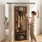 R403 Oval Shaped Swivel Standing Mirror-Walnut - Image 6